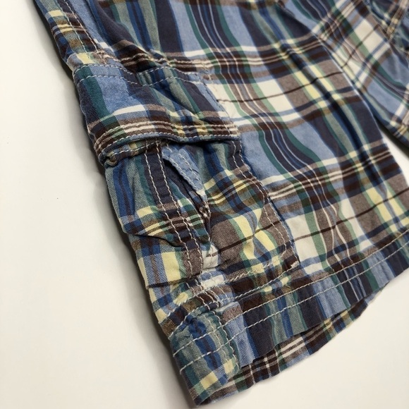 OSHKOSH B’GOSH Blue Green Tan Plaid Pocket Cargo Summer Shorts Boys SIZE 4 - Picture 6 of 9